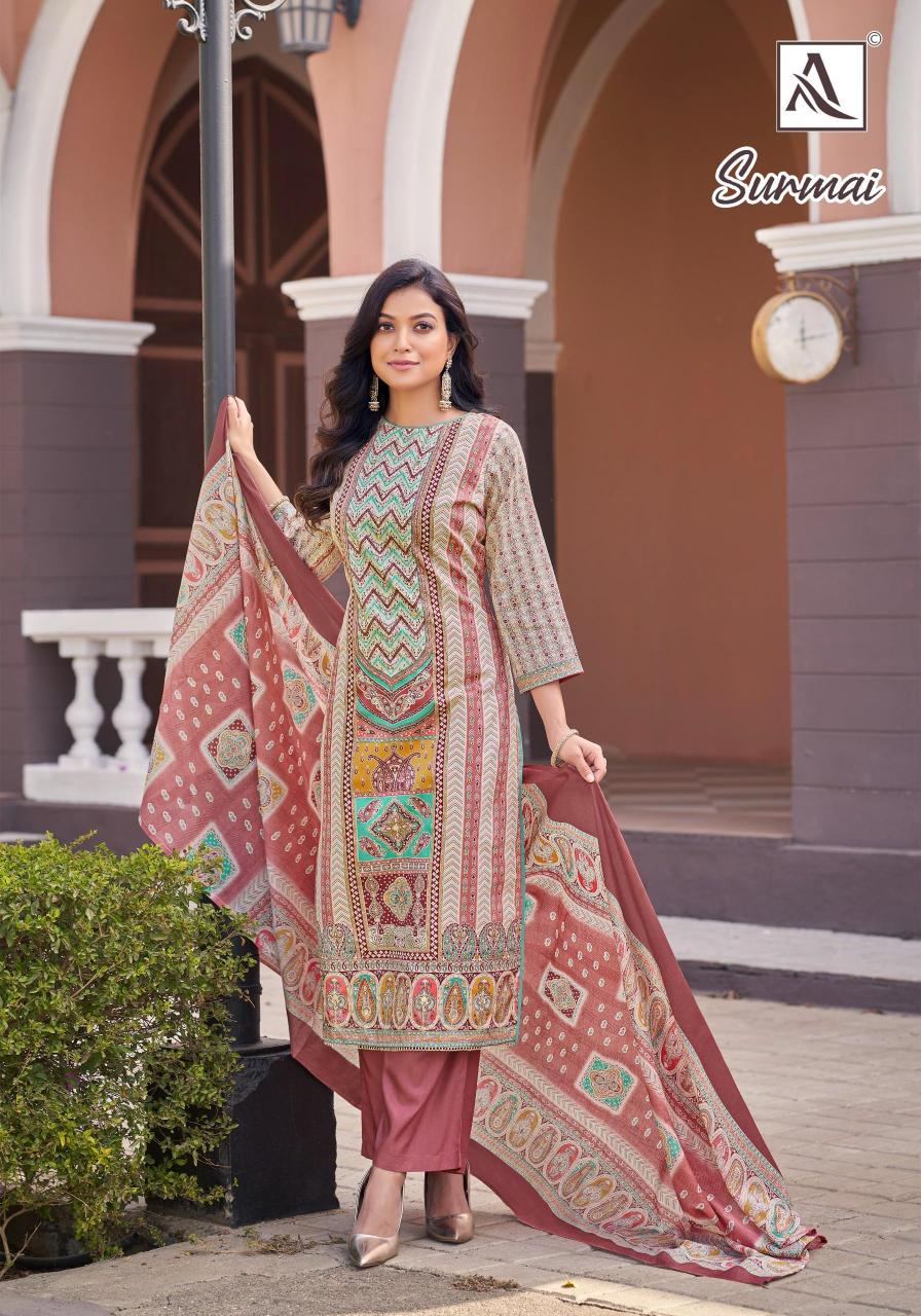 Alok Surmai catalog wholesale dress materials supplier inabhilasha