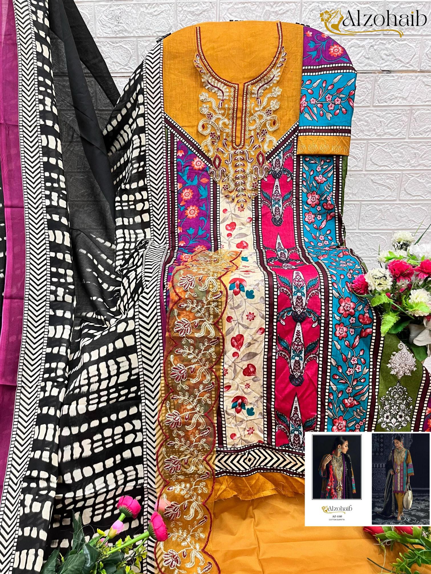 Alzohaib Az 1147 To 1185 Catalog Cotton Dupatta pakistani suits dealers in mumbai