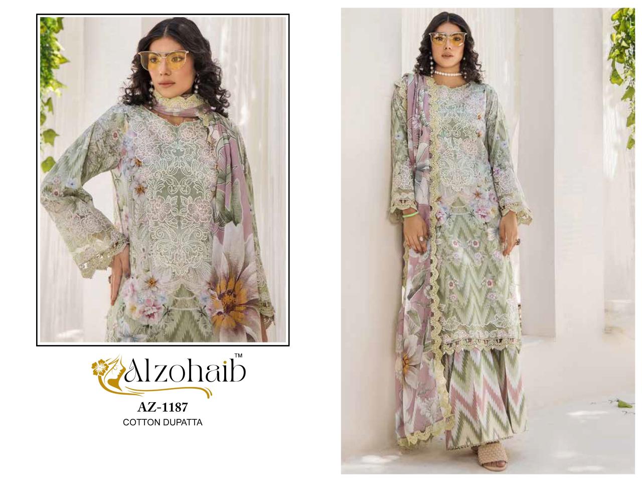 Alzohaib Az Sakina catalog Cotton Dupatta pakistani latest suits images