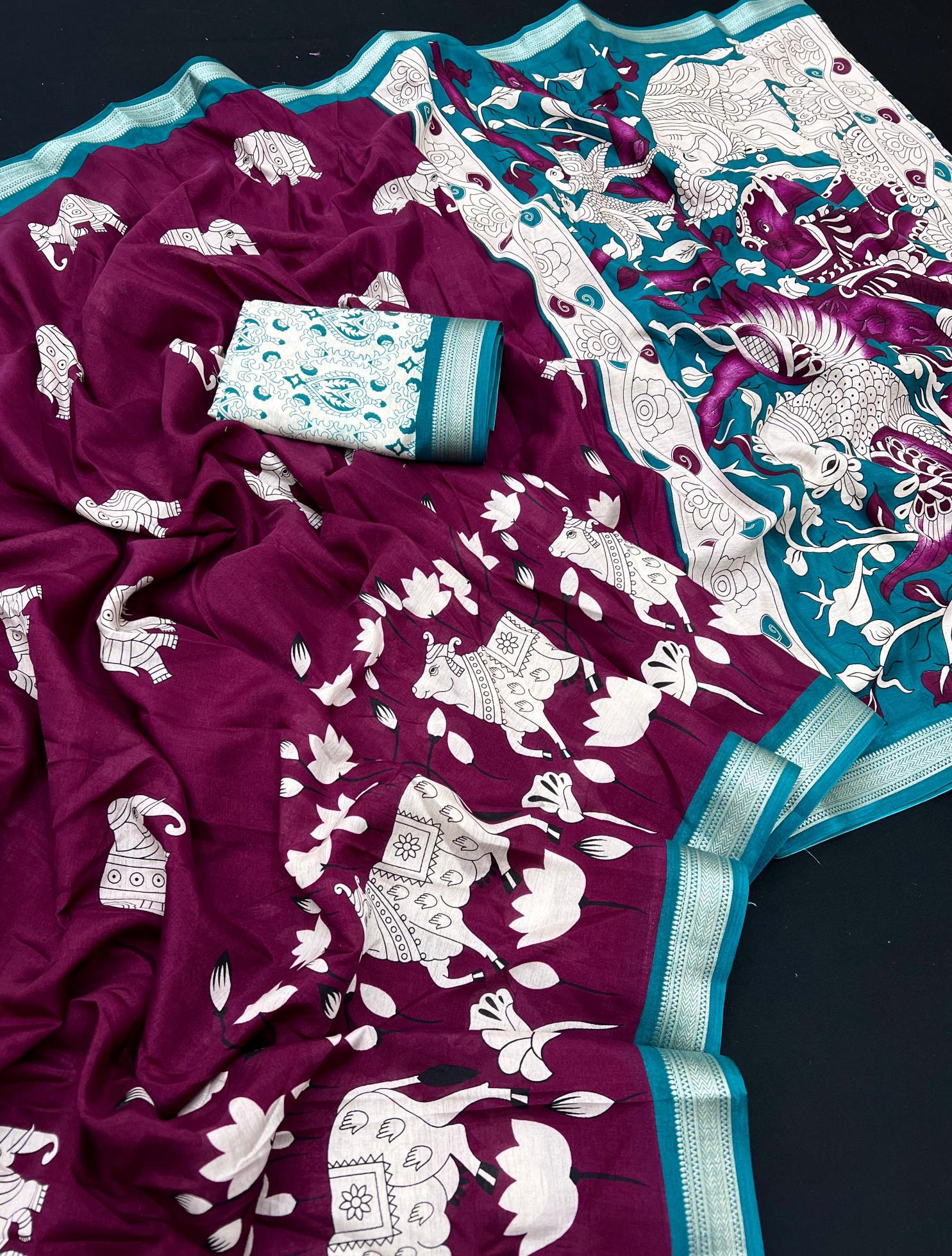 Dazira Cow Kalamkari Vol 1 catalog kalamkari cotton sarees online shopping india