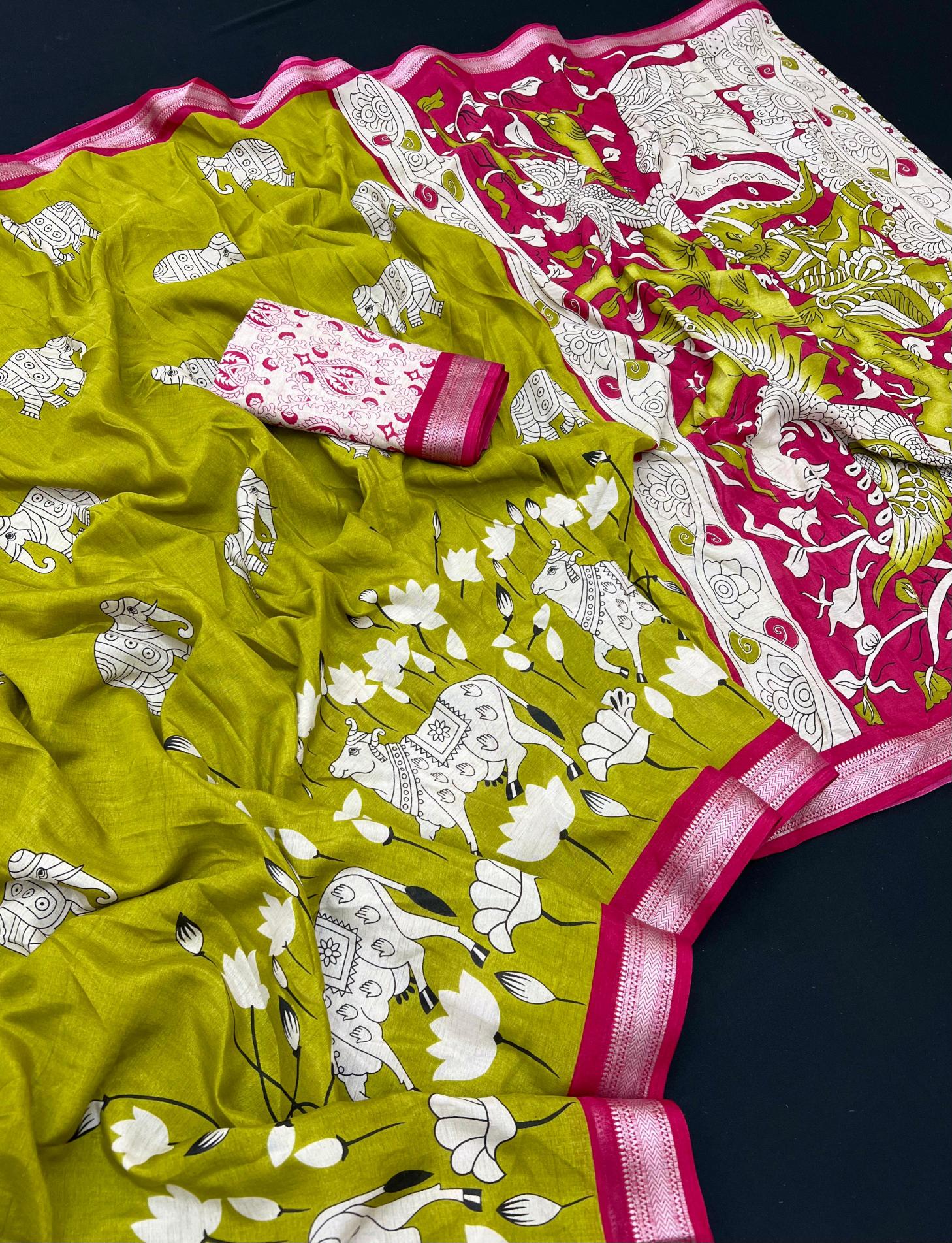 Dazira Cow Kalamkari Vol 1 catalog kalamkari cotton sarees online shopping india