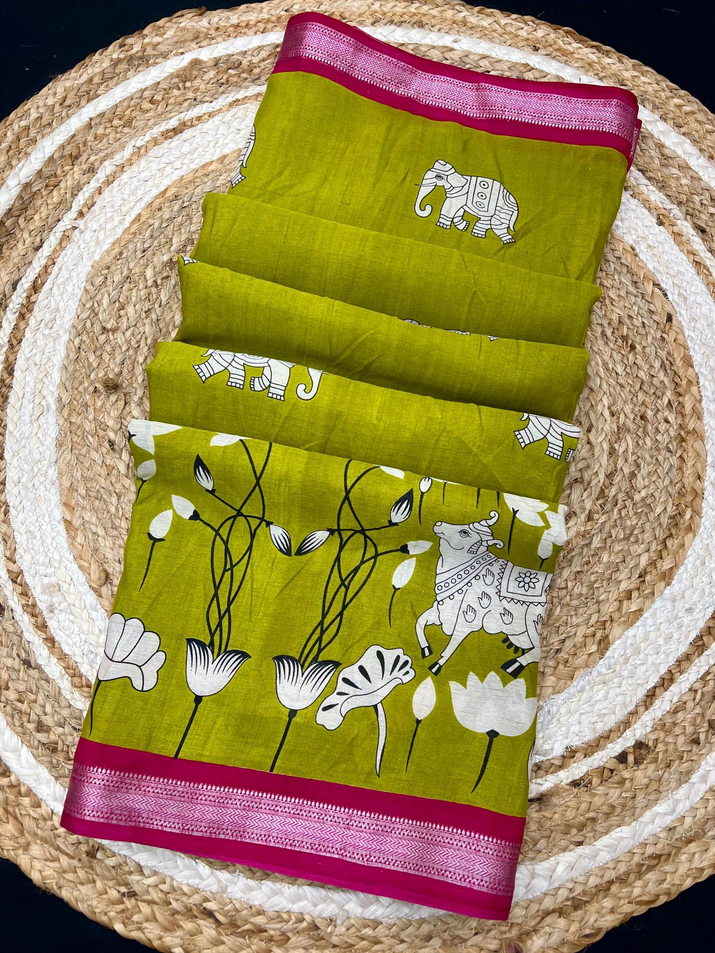 Dazira Cow Kalamkari Vol 1 catalog kalamkari cotton sarees online shopping india