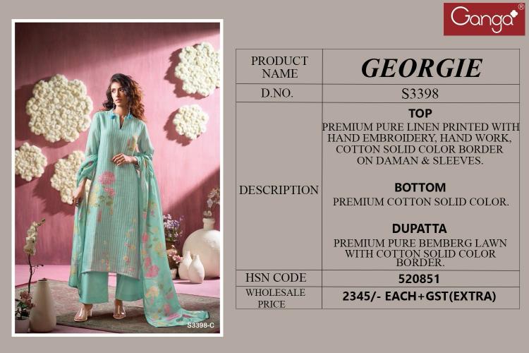Ganga Georgie 3398 catalog wholesale salwar kameez