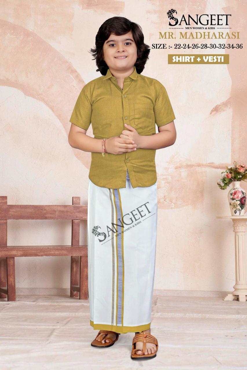 Sangeet Mr Madharasi Vol 2 Catalog kids wear Cotton Shirt With Vesti 