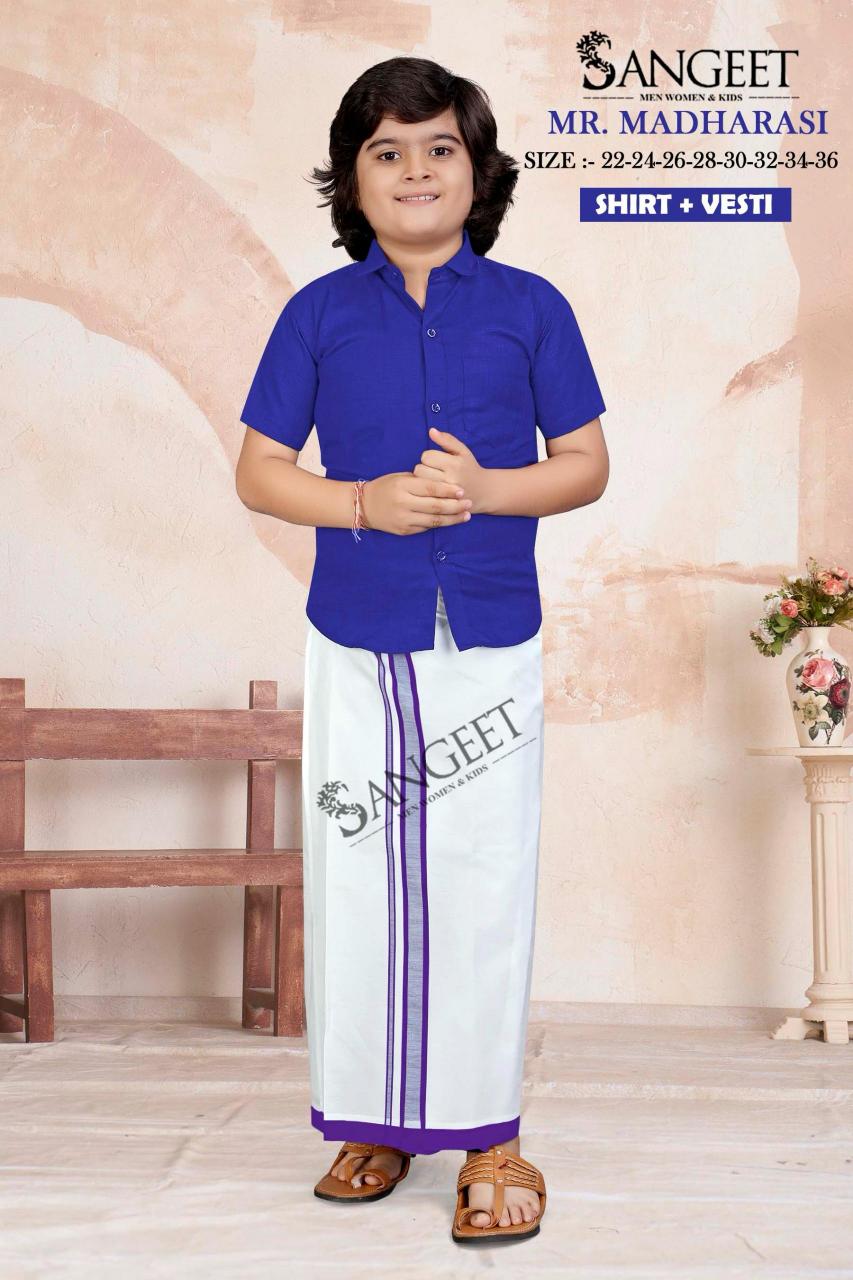Sangeet Mr Madharasi Vol 2 Catalog kids wear Cotton Shirt With Vesti 