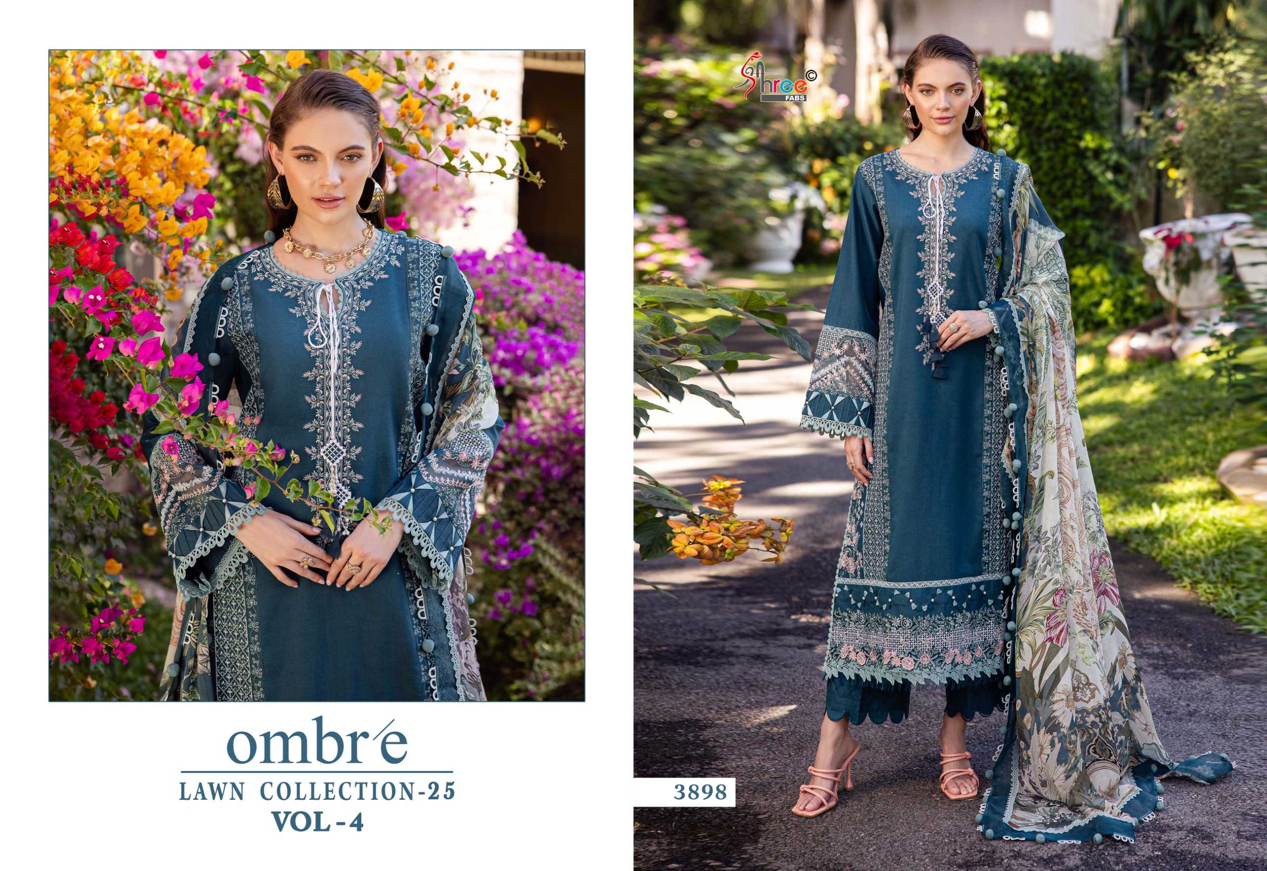 Shree Fabs Ombre Lawn Collection 25 Vol 4 Catalog Chiffon Dupatta buy original pakistani suit cash on delivery