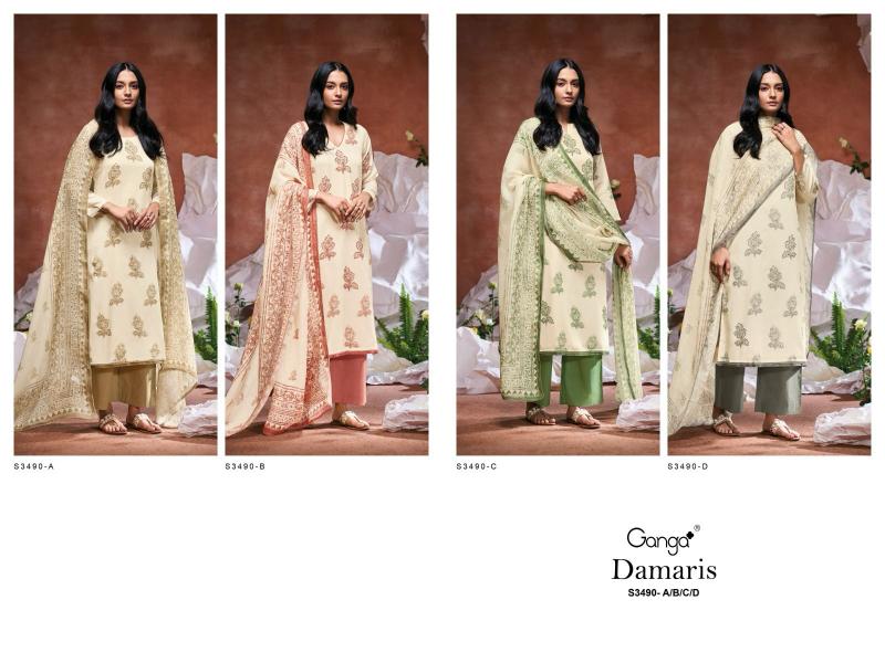 Ganga Damaris 3490 catalog wholesale salwar kameez market in kolkata