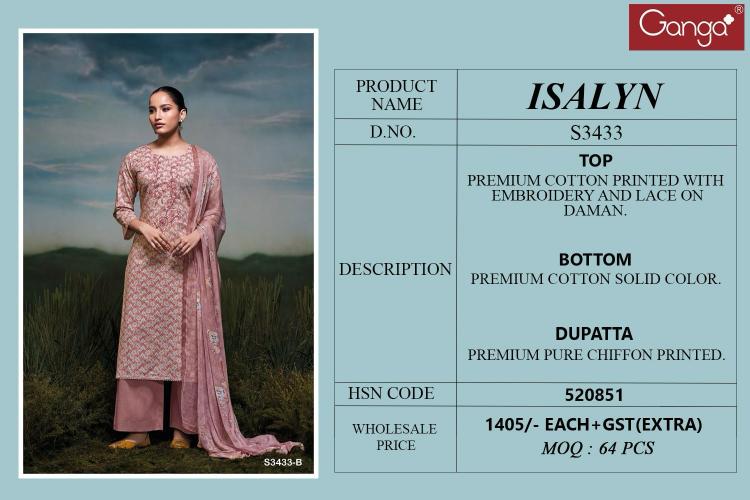 Ganga Isalyn 3433 catalog cheap salwar kameez wholesale