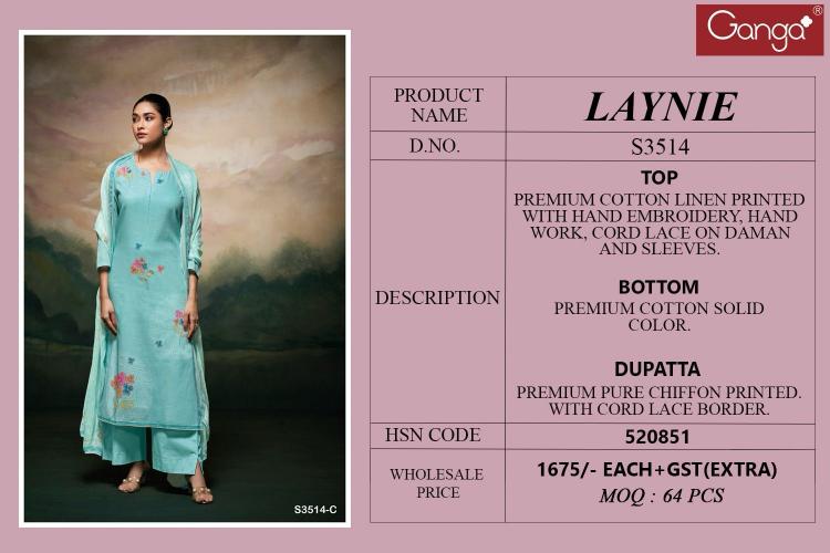 Ganga Laynie 3514 catalog wholesale pakistani salwar kameez online