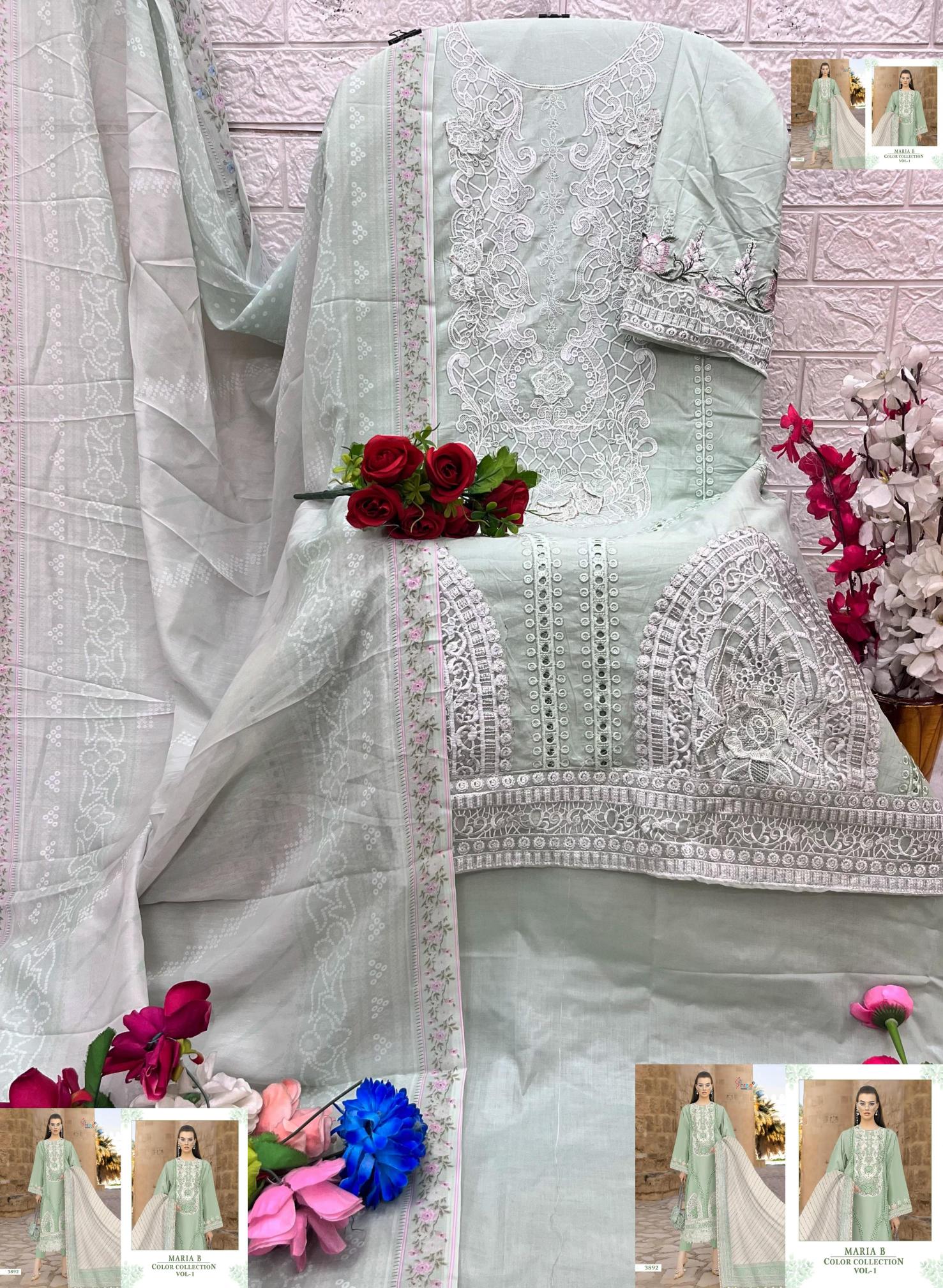 Shree Fabs Maria B Color Collection Vol 1 catalog Chiffon Dupatta female suits fabric online pakistani