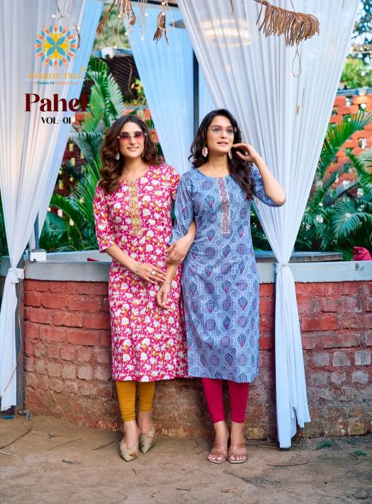 Passion Tree Pahel vol 1 catalog wholesale cotton embroidery work kurti