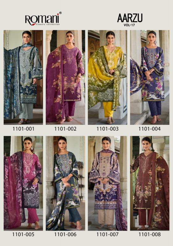 Romani Aarzu Vol 17 Catalog wholesale pure cotton dress materials