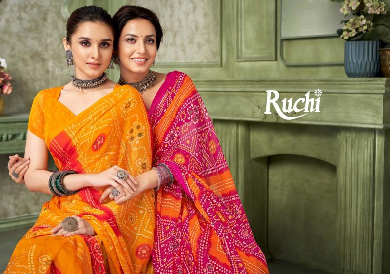 Ruchi Star Chiffon 42201 TO 42203 Catalog chiffon sarees from surat