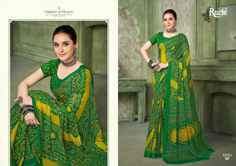 Ruchi Star Chiffon 42201 TO 42203 Catalog chiffon sarees from surat