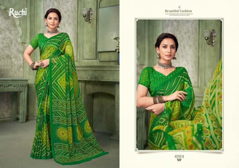 Ruchi Star Chiffon 42201 TO 42203 Catalog chiffon sarees from surat