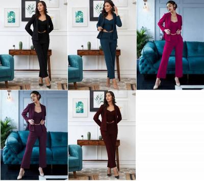 Sabella Fancy Top 7112 Catalog Three Piece Blazer Co Ord Set for women