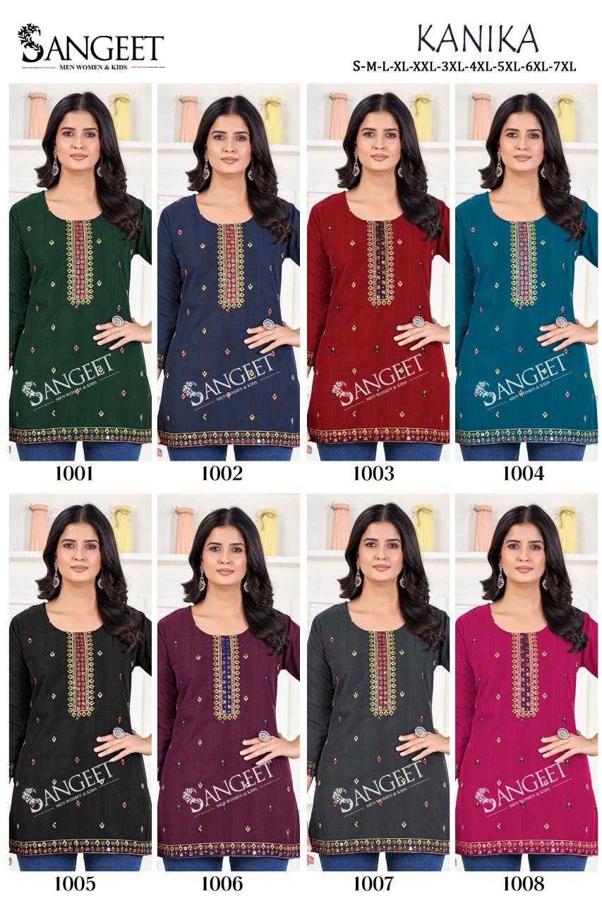 Sangeet Kanika catalog Rayon Embroidered Short Kurti