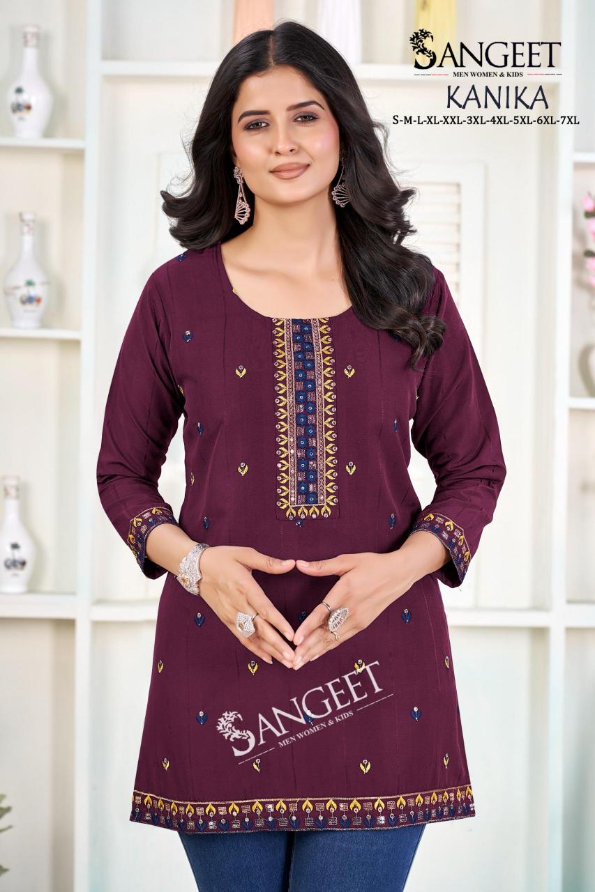 Sangeet Kanika catalog Rayon Embroidered Short Kurti
