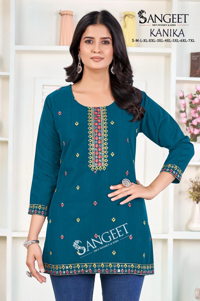 Sangeet Kanika catalog Rayon Embroidered Short Kurti