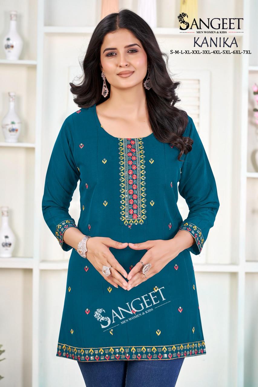 Sangeet Kanika catalog Rayon Embroidered Short Kurti