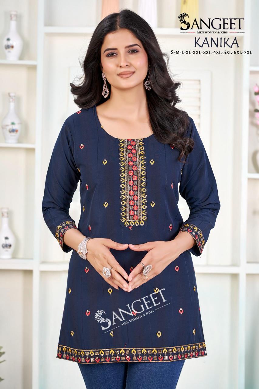 Sangeet Kanika catalog Rayon Embroidered Short Kurti