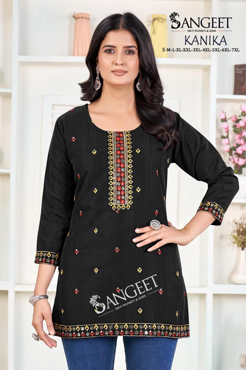 Sangeet Kanika catalog Rayon Embroidered Short Kurti