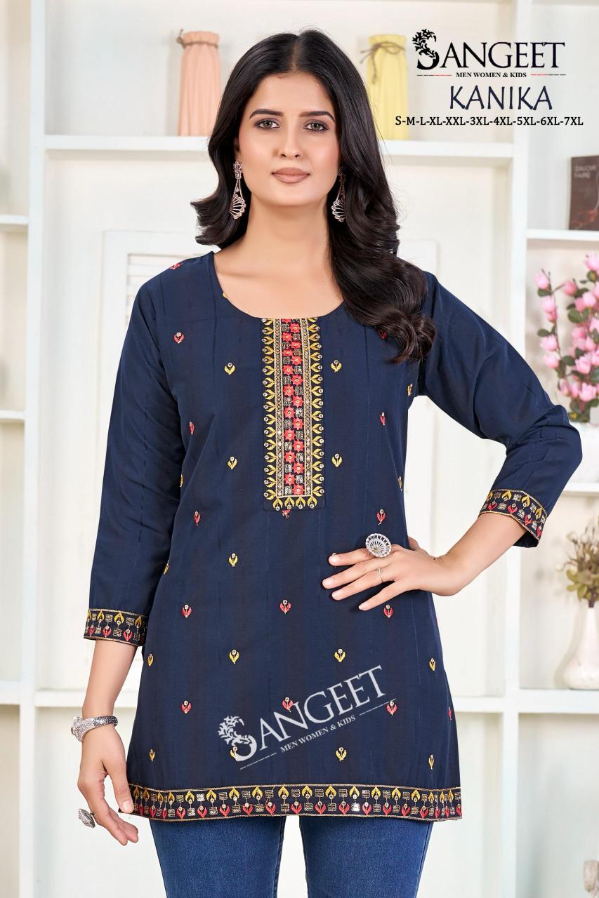 Sangeet Kanika catalog Rayon Embroidered Short Kurti