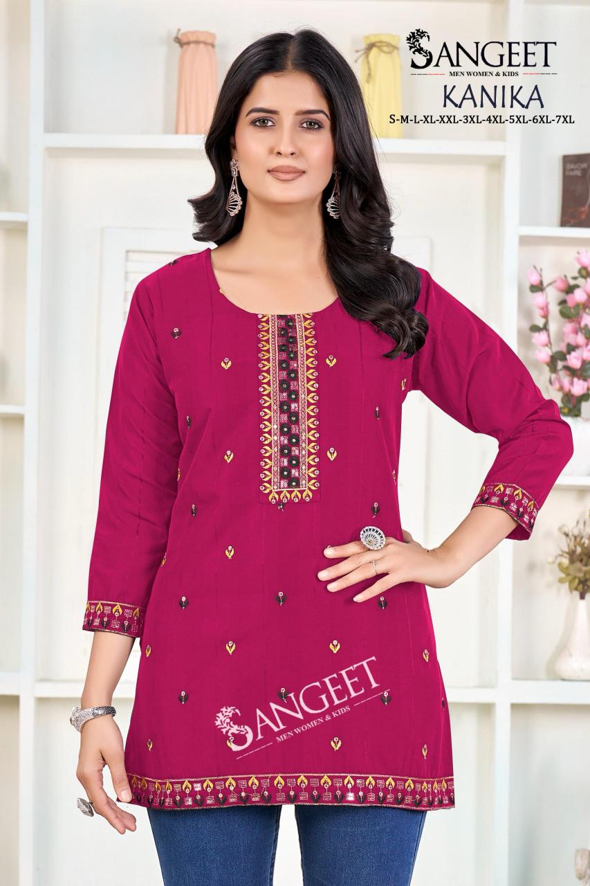 Sangeet Kanika catalog Rayon Embroidered Short Kurti