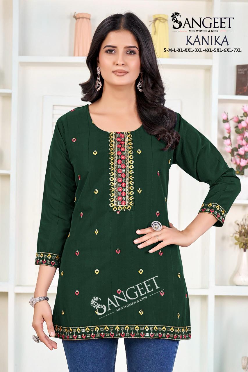 Sangeet Kanika catalog Rayon Embroidered Short Kurti