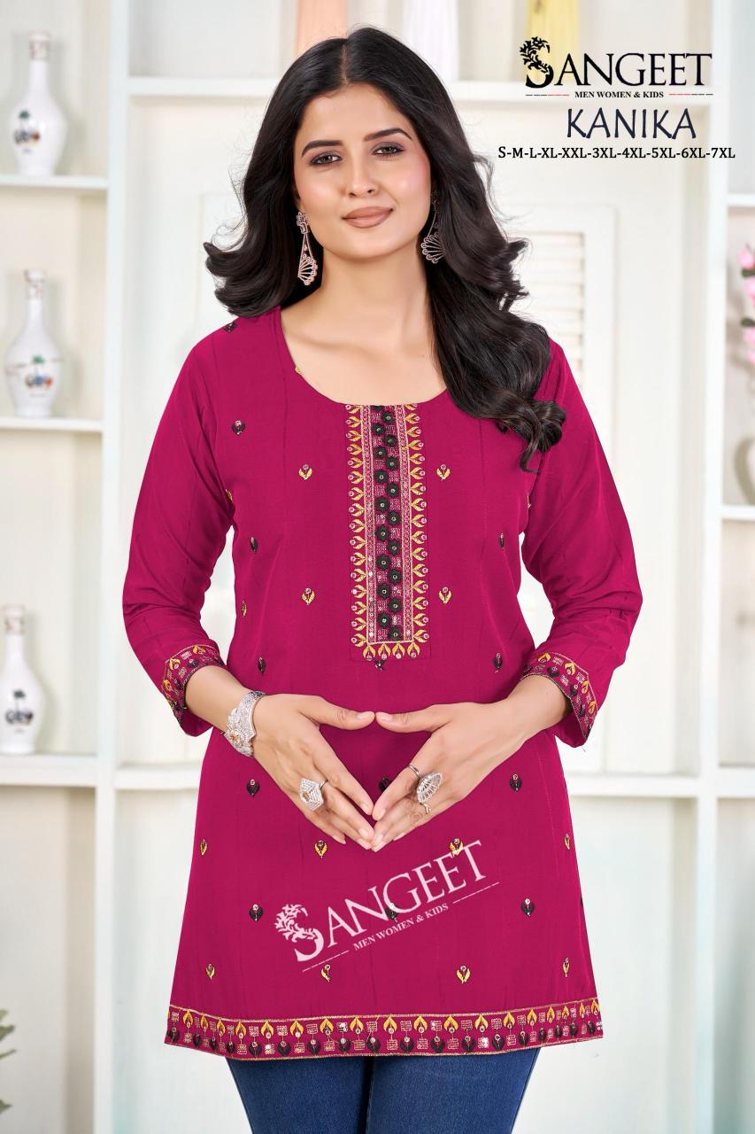 Sangeet Kanika catalog Rayon Embroidered Short Kurti