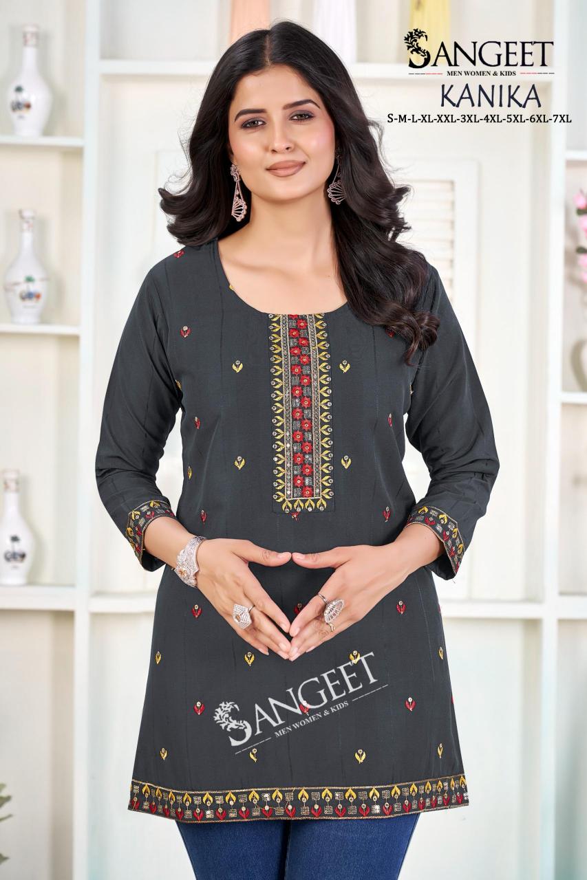 Sangeet Kanika catalog Rayon Embroidered Short Kurti