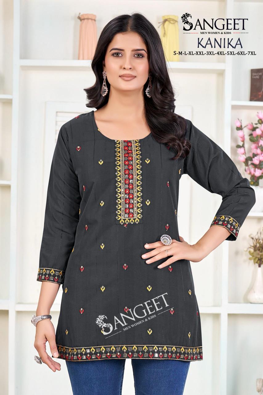 Sangeet Kanika catalog Rayon Embroidered Short Kurti