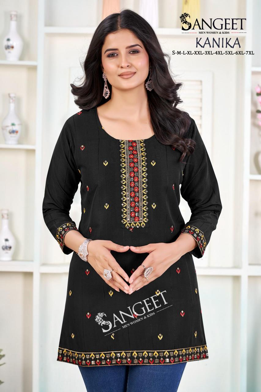 Sangeet Kanika catalog Rayon Embroidered Short Kurti