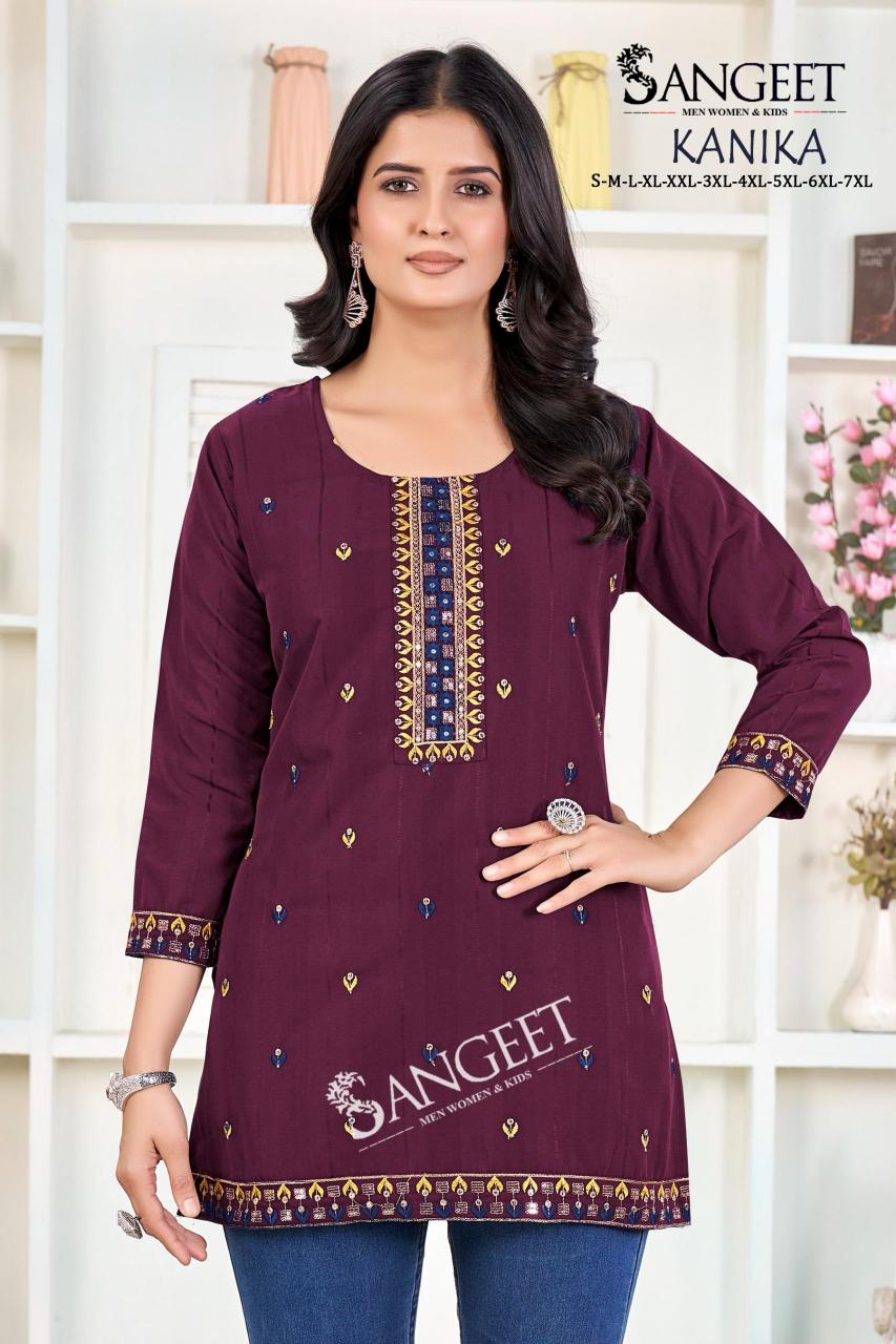 Sangeet Kanika catalog Rayon Embroidered Short Kurti