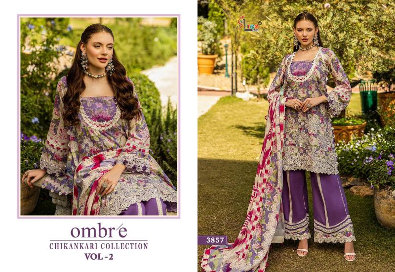 Shree Fabs Ombre Chikankari Lawn Collection Vol 2 catalog Cotton Duppatta pakistani designer suits online shopping