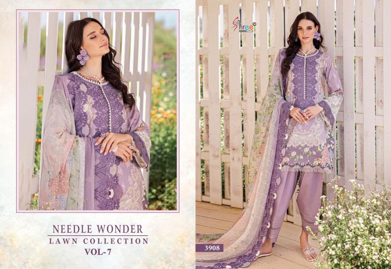 Shree Needle Wonder Lawn Collection Vol 7 Catalog Chiffon Dupatta pakistani style plazo suits