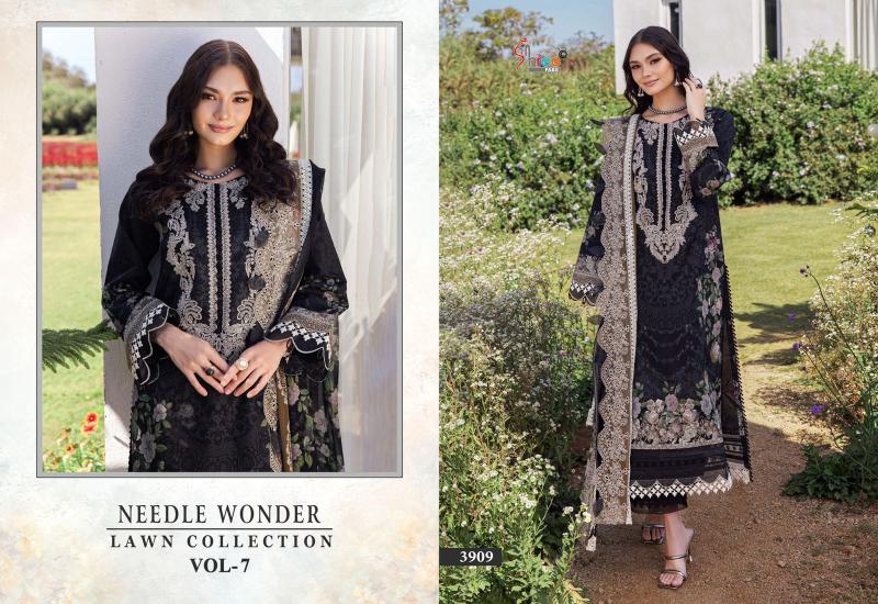Shree Needle Wonder Lawn Collection Vol 7 Catalog Chiffon Dupatta pakistani style plazo suits
