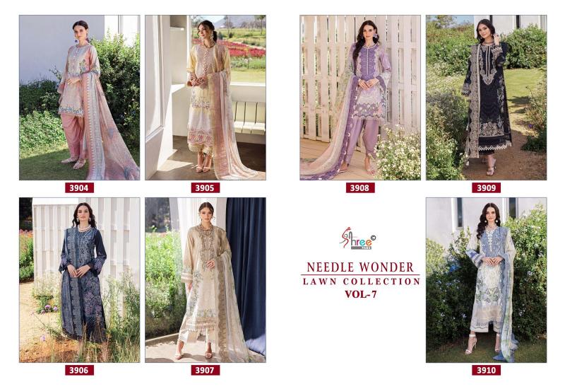 Shree Needle Wonder Lawn Collection Vol 7 Catalog Chiffon Dupatta pakistani style plazo suits