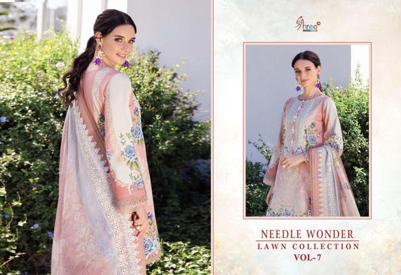 Shree Needle Wonder Lawn Collection Vol 7 Catalog Chiffon Dupatta pakistani style plazo suits