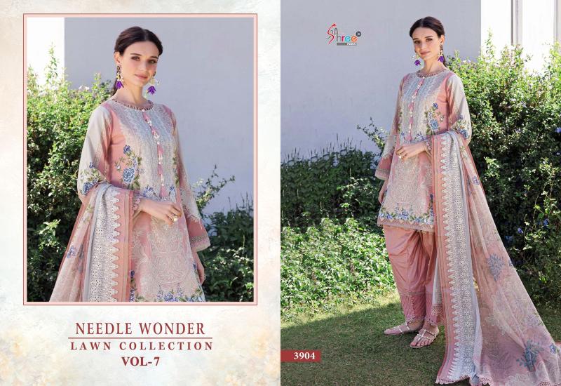 Shree Needle Wonder Lawn Collection Vol 7 Catalog Chiffon Dupatta pakistani style plazo suits