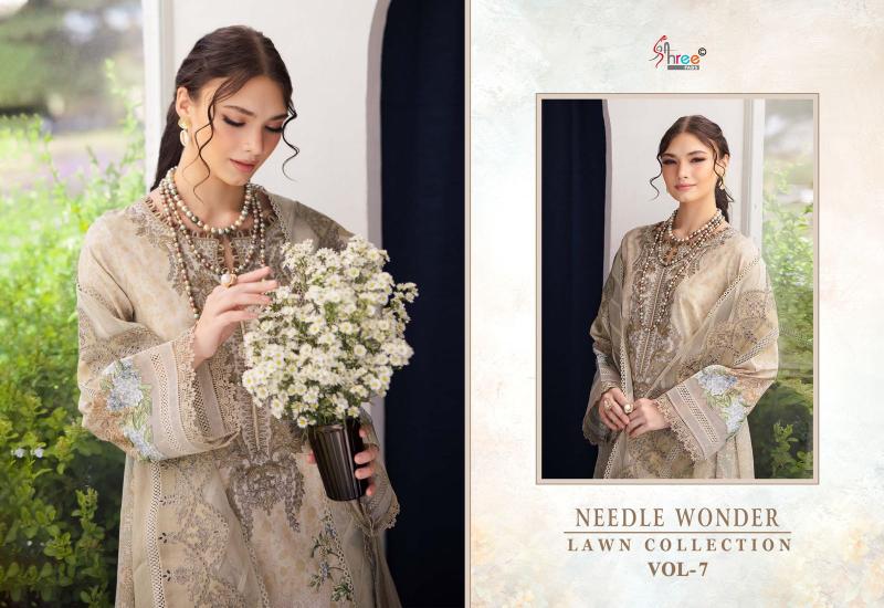 Shree Needle Wonder Lawn Collection Vol 7 Catalog Chiffon Dupatta pakistani style plazo suits