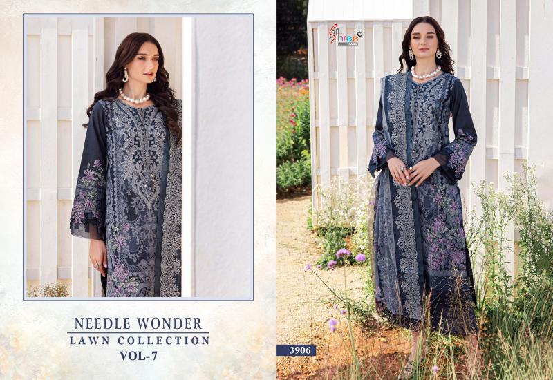 Shree Needle Wonder Lawn Collection Vol 7 Catalog Chiffon Dupatta pakistani style plazo suits