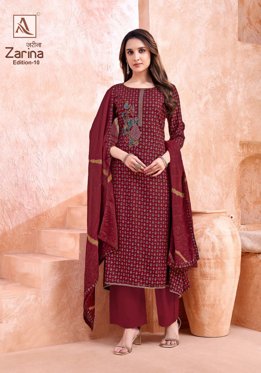 Alok Zarina Vol 10 catalog wholesale ladies dress material suppliers in mumbai