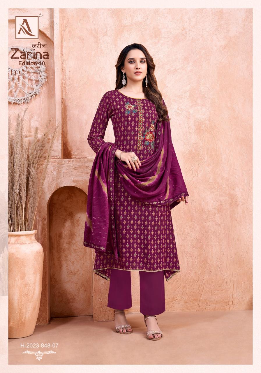 Alok Zarina Vol 10 catalog wholesale ladies dress material suppliers in mumbai