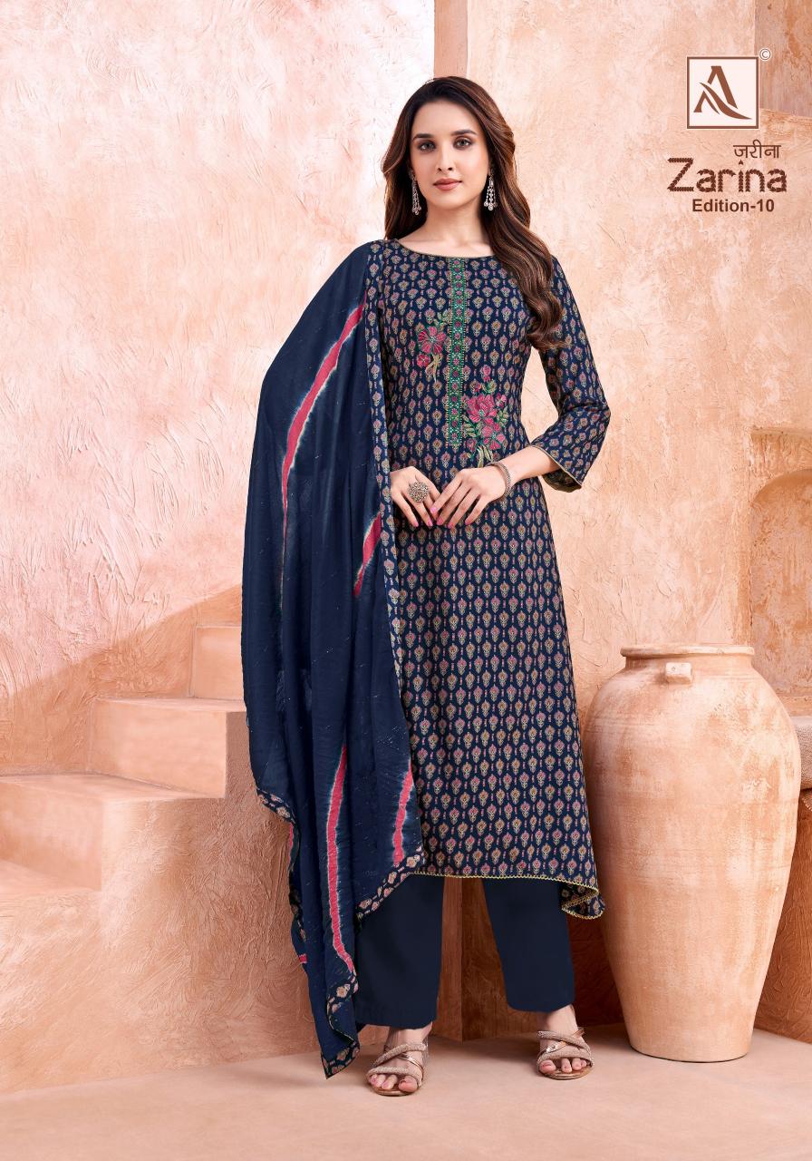 Alok Zarina Vol 10 catalog wholesale ladies dress material suppliers in mumbai