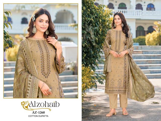 Alzohaib Az 1258 A To 1260 catalog Chiffon Dupatta pakistani replica suits online india wholesale