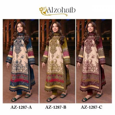 Alzohaib Az 1287 A To C catalog Cotton Dupatta pakistani suits wholesale in bangalore