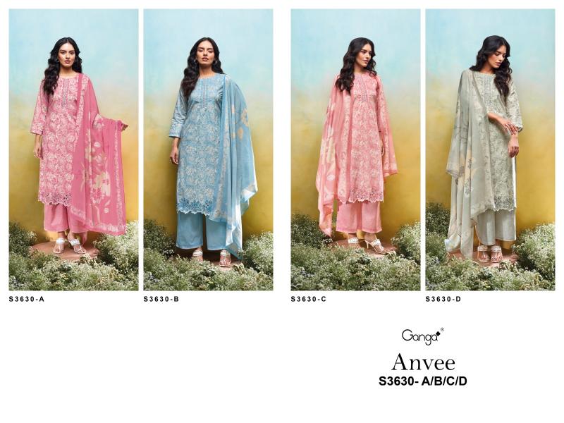 Ganga Anvee 3630 catalog salwar kameez designs catalogue surat