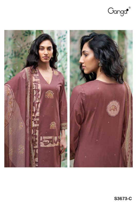 Ganga Ezvika 3673 catalog wholesale unstitched salwar kameez material in bangalore