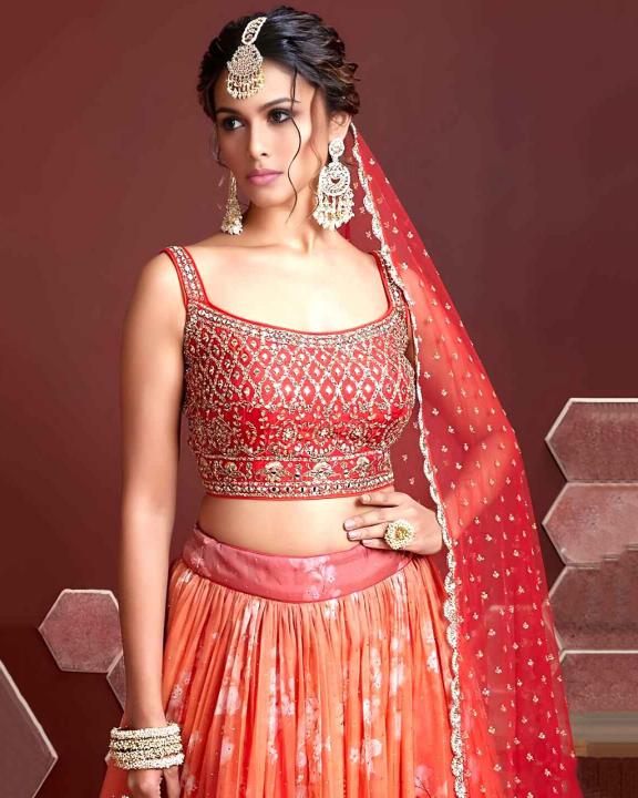 Sabella 103 Orange catalog bridal lehenga online india